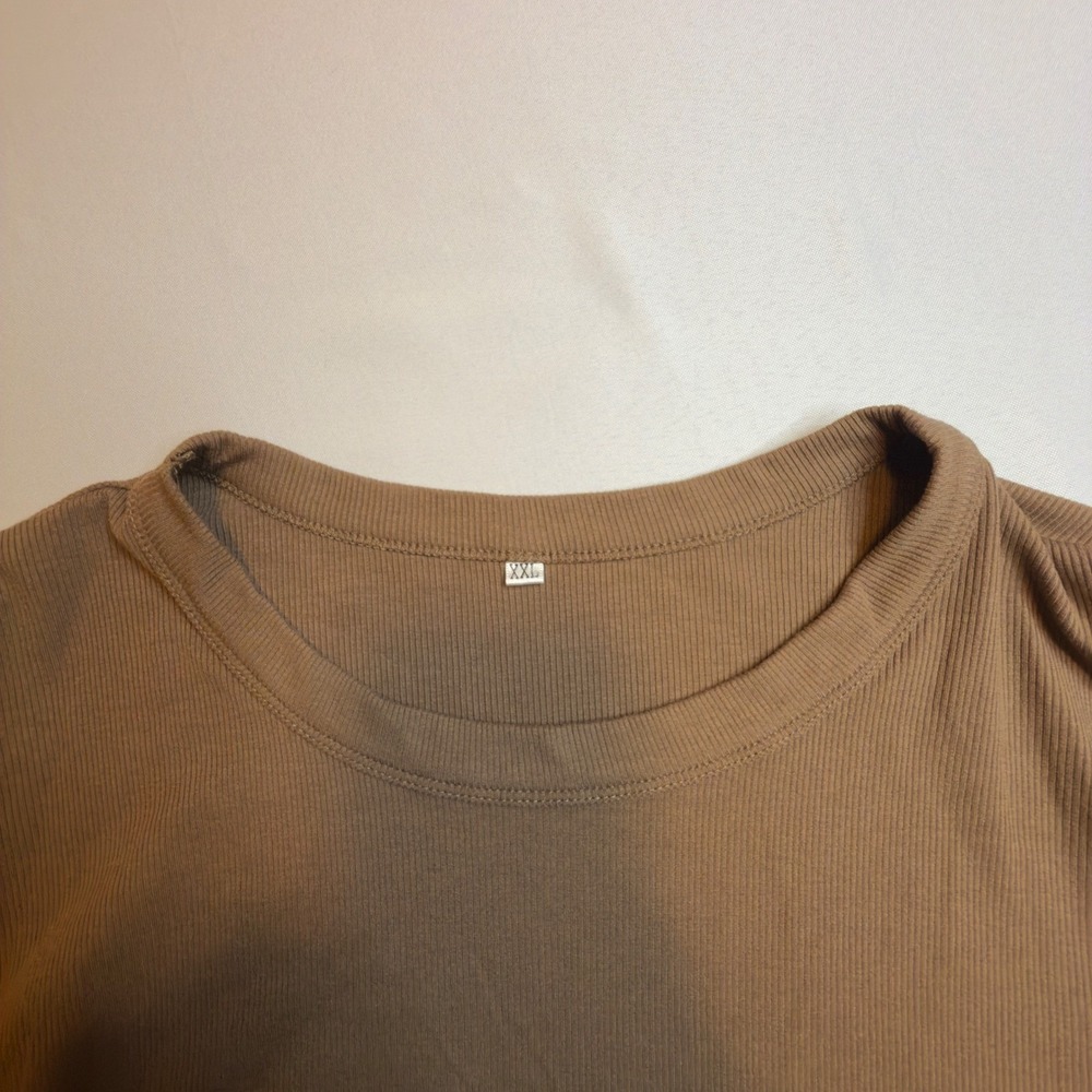 Anrabess Set/4 Long Sleeve 2X Rib Knit Top Casual Crew Neck Basic Tee Workwear - Picture 7 of 8